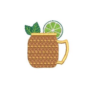 Moscow Mule Drink Embroidery Design, Moscow Mint Lime Cocktail Machine Embroidery Files, Instant Digital Download, Mini, 4x4, 5x7, 6x10