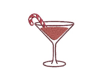 Christmas Martini Drink Embroidery Design, Holiday Candy Cane Cocktail Machine Embroidery Files, Instant Digital Download
