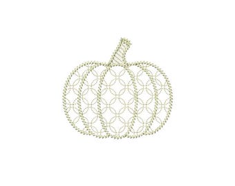 Stickmuster Kürbis mit Kettengliederung | Eleganter Herbstkürbis | Maschinenstickdatei für die Herbstsaison | Sofortiger digitaler Download