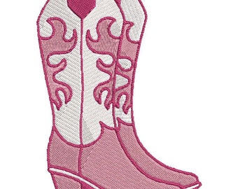 Pink Cowgirl Boots Embroidery Design, Southern Boots Machine Embroidery Design, Instant Digital Download