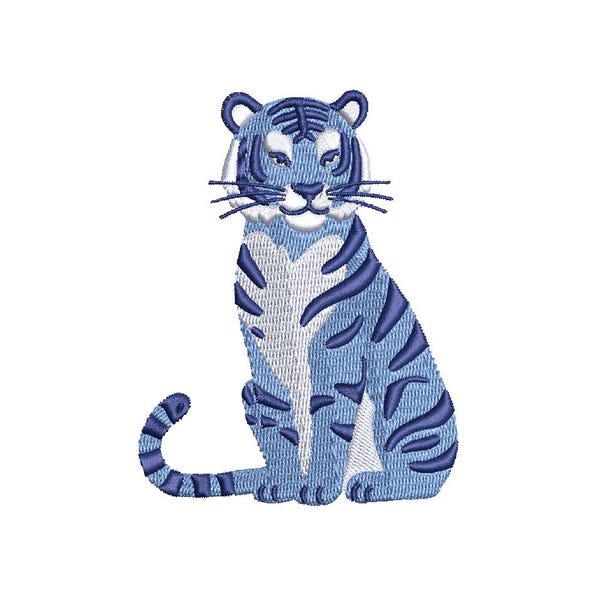 Tiger Embroidery Design, Preppy Chinoiserie Tiger Leopard Cheetah Machine Embroidery Files, Instant Digital Download, 4x4, 5x7, 6x10