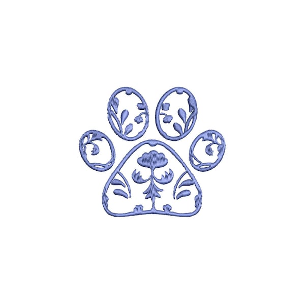 Paw Print Chinoiserie Embroidery Design, Dog Print Machine Embroidery Files, Instant Digital Download, Mini, 3 inch, 4x4, 5x7, 6x10