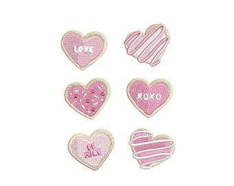 Valentines Day Cookies Set Embroidery Design, Valentine's Machine Embroidery Files, Instant Digital Download, 1.5", 4x4, 5x7, 6x10