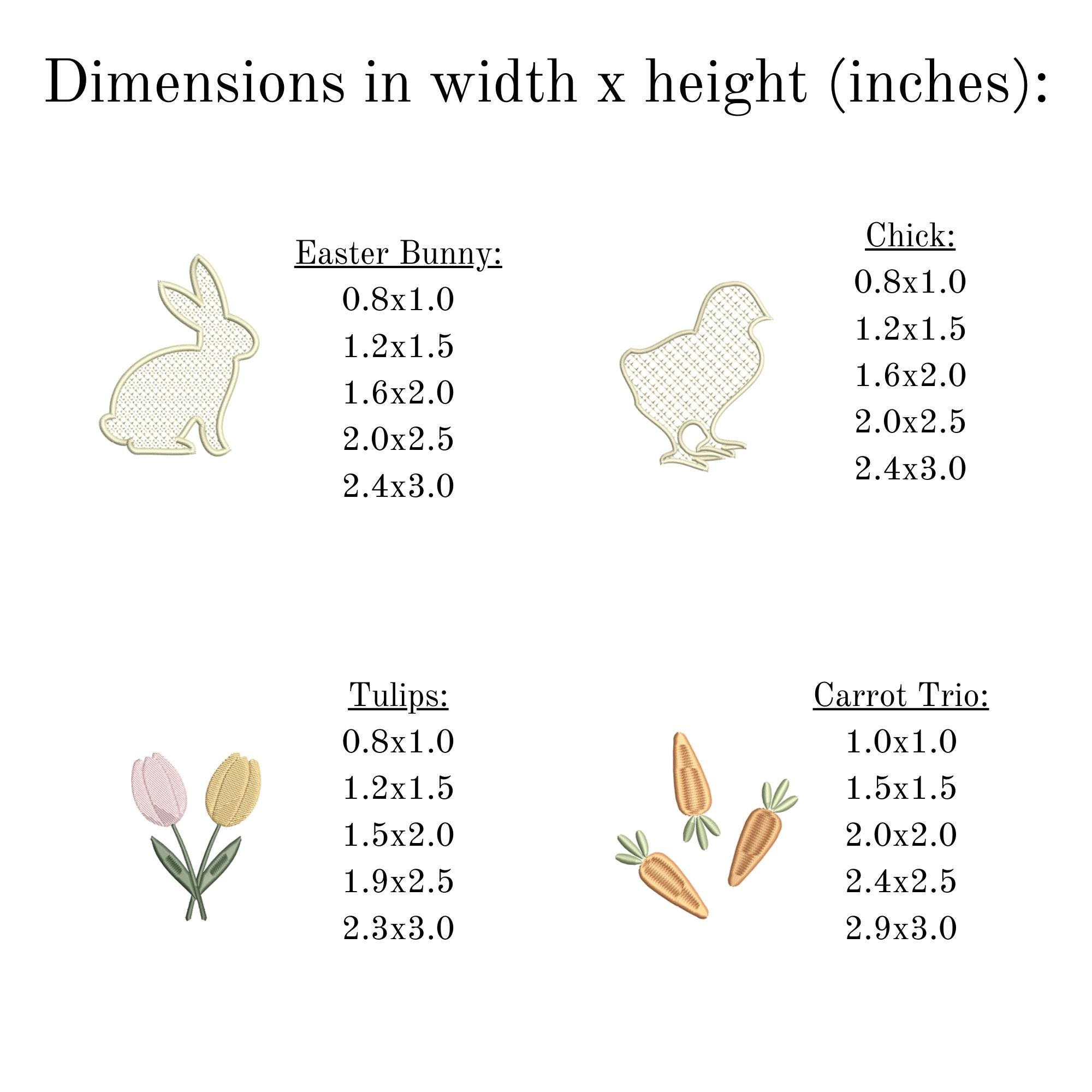 Easter Mini Embroidery Design Set of 8 – Bunny, Chick, Basket, Tulips ...