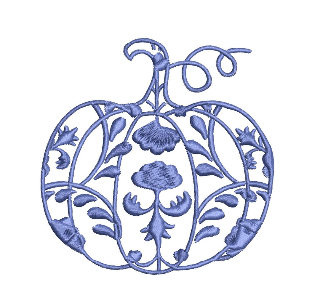 Chinoiserie Pumpkin Embroidery Design, Fall Machine Embroidery Design ...
