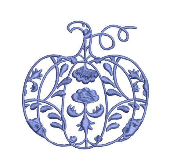 Chinoiserie Pumpkin Embroidery Design | Fall Machine Embroidery Design | Instant Digital Download | 4x4, 5x7, 6x10