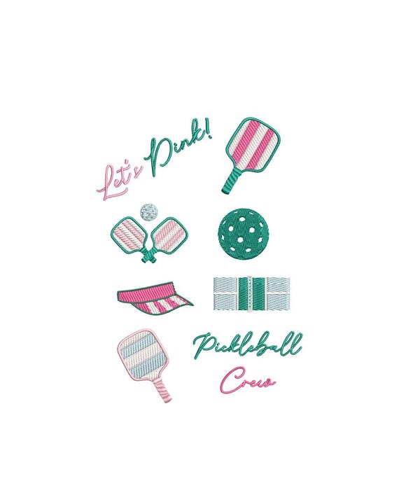 Set of 8 Pickleball Mini Embroidery Designs, Pickleball Machine Embroidery Files, Instant Digital Download, 8 Mini 1-3 inch