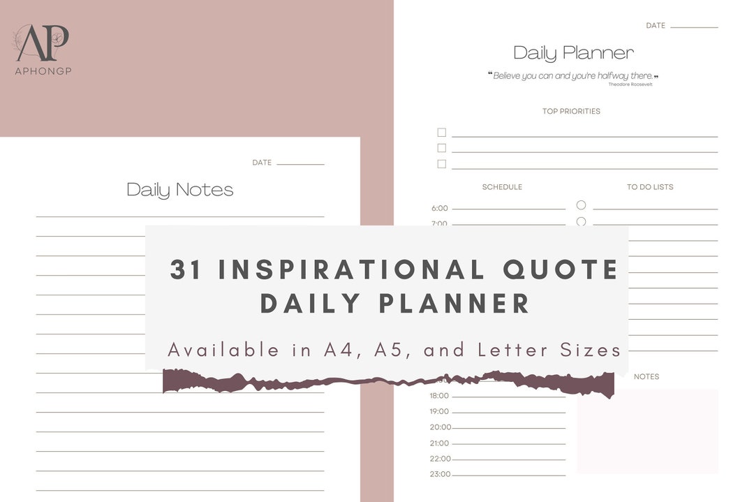 Printable Inspirational Quote Daily Planner Daily Note Template 31