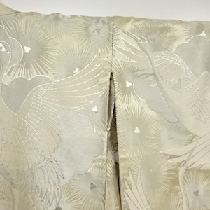 Vintage Japanese wedding kimono uchikake shiromuku with woven cranes and flowers
