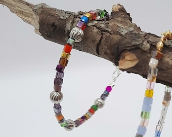 Handmade Colorful Tila Tile Bracelet: Miyuki Glass Beaded Layering Bracelet