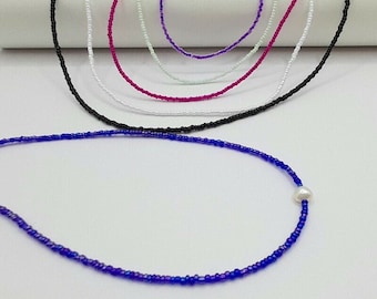 Customizable Seed Bead & Pearl Choker Necklace. Choose from an Array of Radiant Colors and Natural Pearl Options, Accessory for Any Occasion