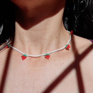 Beaded Fruit Necklace | Y2K Fruit Chain Necklace | Handmade | Choker | Boho | Minimalist | Fruit Chain | Summer Jewelry