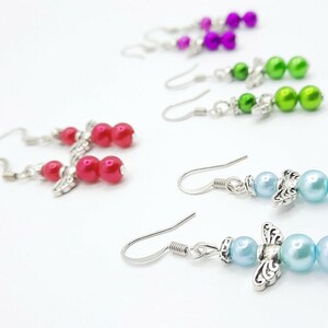 Handmade Angel Earrings: Colorful Beaded Dangle Earrings with Silver Wings image 2