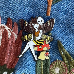 Death&#39;s Head Moth Fairy Enamel Pin