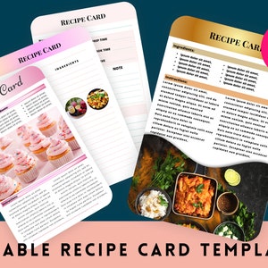 Plantilla de libro de recetas, plantilla de hoja de recetas EDITABLE, tarjetas de recetas, carpeta de recetas minimalista, diario de planificación de comidas de granja imprimible de 8,5 x 11