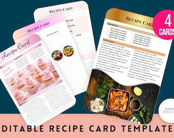 Editable Recipe Card Template: Farmhouse Food Planner (8.5x11 Printable)