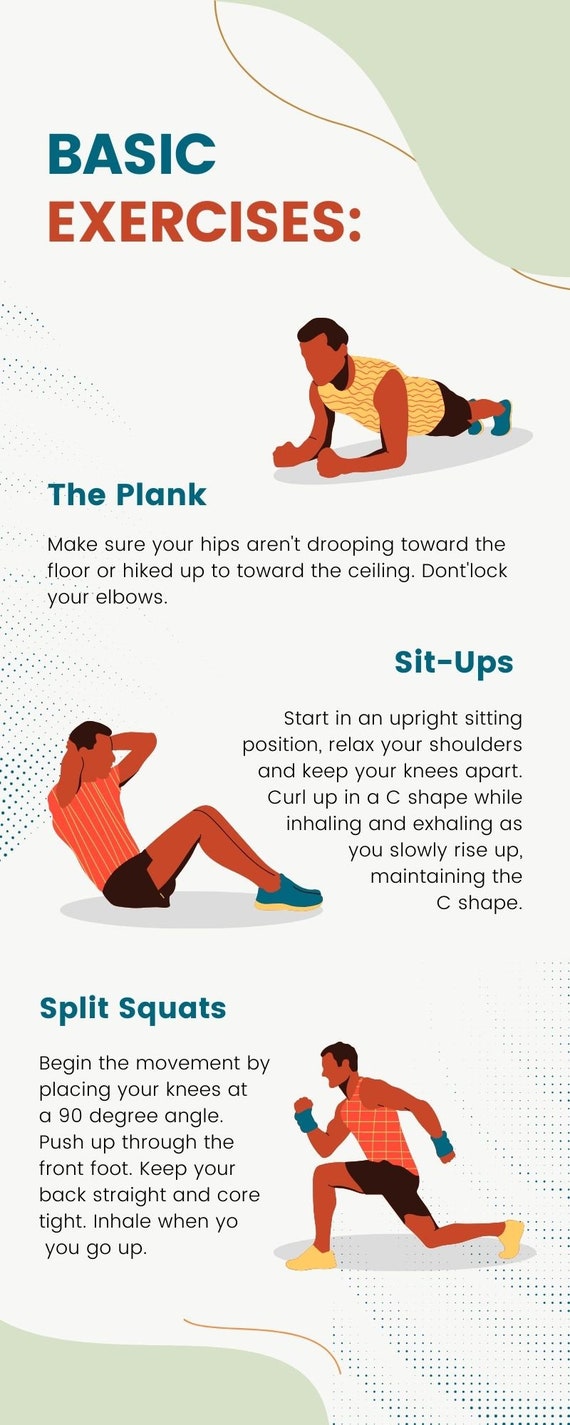 Basic Exercises Info graph Gym Health Working Out Etsy
