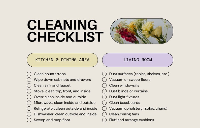 Cleaning Checklist Etsy