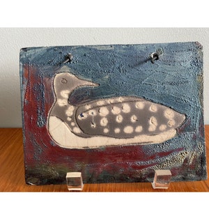 Primitive Duck Wall Tile, Glazed Bird Picture, Hand Crafted Art