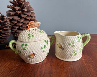 Vintage Bee Cream & Sugar Set, Cottagecore Kitchen Decor, Tea or Coffee Lover Gift