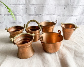 6 Vintage Mini Copper Containers for Succulent Plants, Home Accents or Odds & Ends Organizers