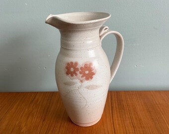 Vintage Pottery Pitcher, 32 Ounce Water, Juice or Wine Carafe