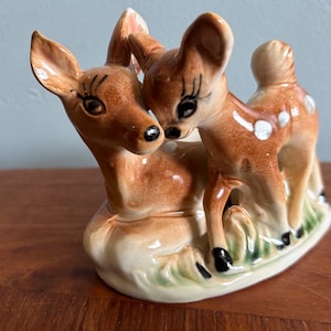 Vintage Shafford’s Deer & Fawn Mini Planter,  Hand Painted Ceramic Pot