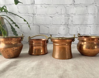 4 Vintage Mini Copper Containers for Succulent Plants, Home Accents or Odds & Ends Organizers