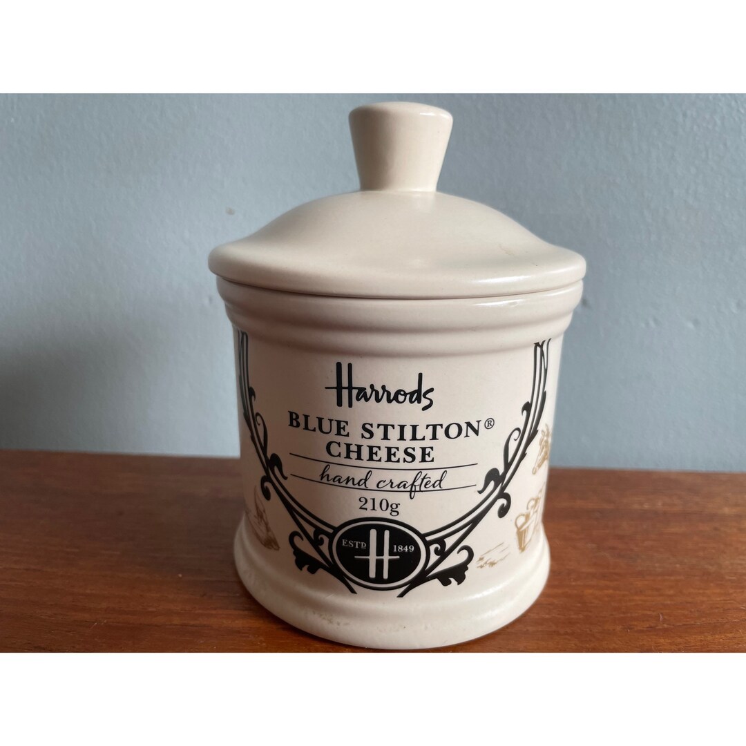 Harrods Cheese Pot Blue Stilton Cheese Jar London England Etsy