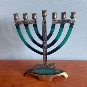 7 Branch Menorah, Stamped Israel, Jewish Decorative Symbol of Faith