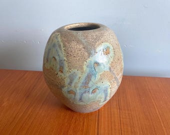 Pottery Flower Vase, Artisan Signed Table Pottery Collectible