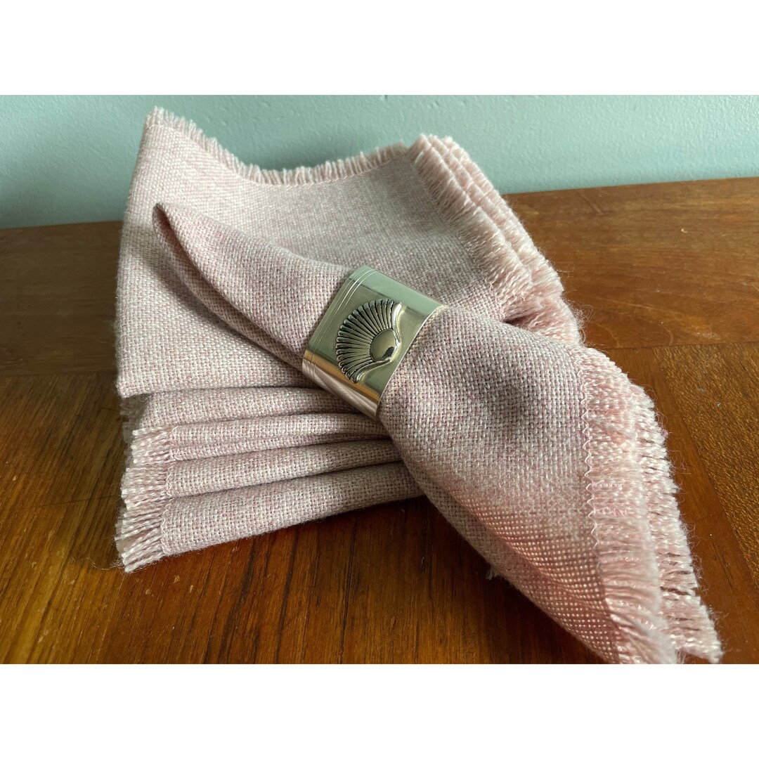 Soft Pink Wool Napkins, Set of 7 Fringe Cloth Napkins, Kitchen & Dining Table Linen Etsy
