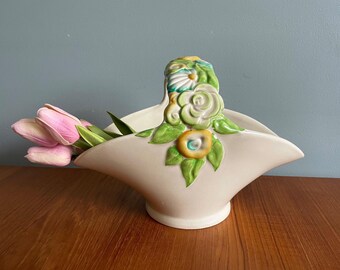 Clarice Cliff “My Garden” Oval Bridal Basket Vase, Newport Pottery England