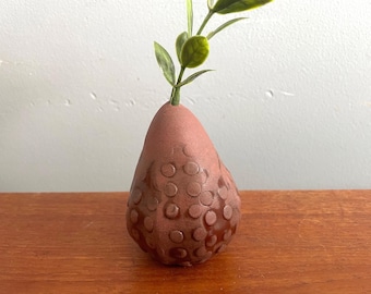 Unique Pottery Bud Stem Vase, Artisan Handmade Textured Art Sculpture