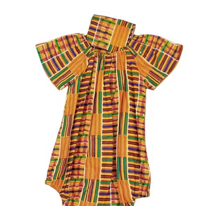 African Onesie Rompers for Girls | Ankara African Clothing for Weddings, Parties, Black History| Kente Dashiki African Print Attire for Kids
