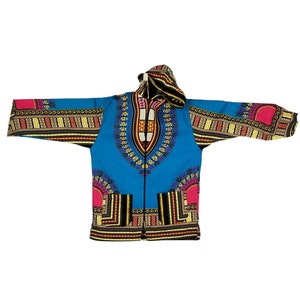 Dashiki Hoodie for Men and Women Unisex | African Clothing, Afrocentric Black History Month Clothes, Pull Over Zipper Dashiki Print Attire