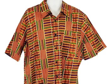 African Men Clothing | Button Down Dashiki Mens Wear, Grooms Suit Top for Weddings, Formals, Parties | Kente Ankara African Print Attire