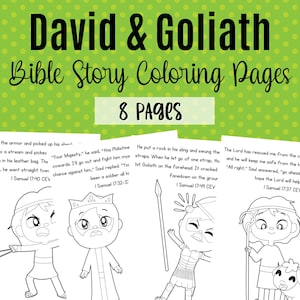 DAVID AND GOLIATH Bible Story Coloring Pages| Bible Stories | Christian Lesson | Sunday School Lesson |Homeschool Curriculum|Kids Printable