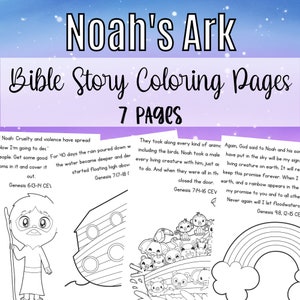 NOAH&#39;S ARK Bible Story Coloring Pages| Bible Stories | Christian Lessons | Sunday School Lesson |Homeschool Curriculum|Kids Printable