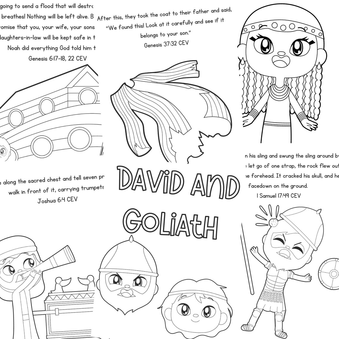 Old Testament Bible Story Coloring Page Book Bundle| Bible Stories ...