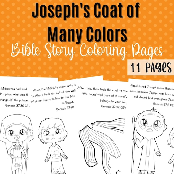 JOSEPH'S Coat of Many Colors Bible Story Coloring Pages Etsy