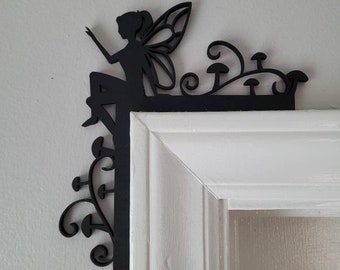 Small Magical Fairy With Mushrooms  Door Corner / Window Accent / Corner Accent / Door Decor