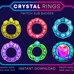 Twitch Crystal Sub Badge, Gemstones, Subscriber Badge, Twitch Emotes, Tier Badge, Twitch Sub Badges Crystal for Twitch, Youtube and Discord