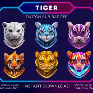 Twitch Tiger Sub Badge, Subscriber Badge, Twitch Emotes, Tier Badge, Cheer Badge, Twitch Sub Badges Tiger for Twitch, Youtube and Discord