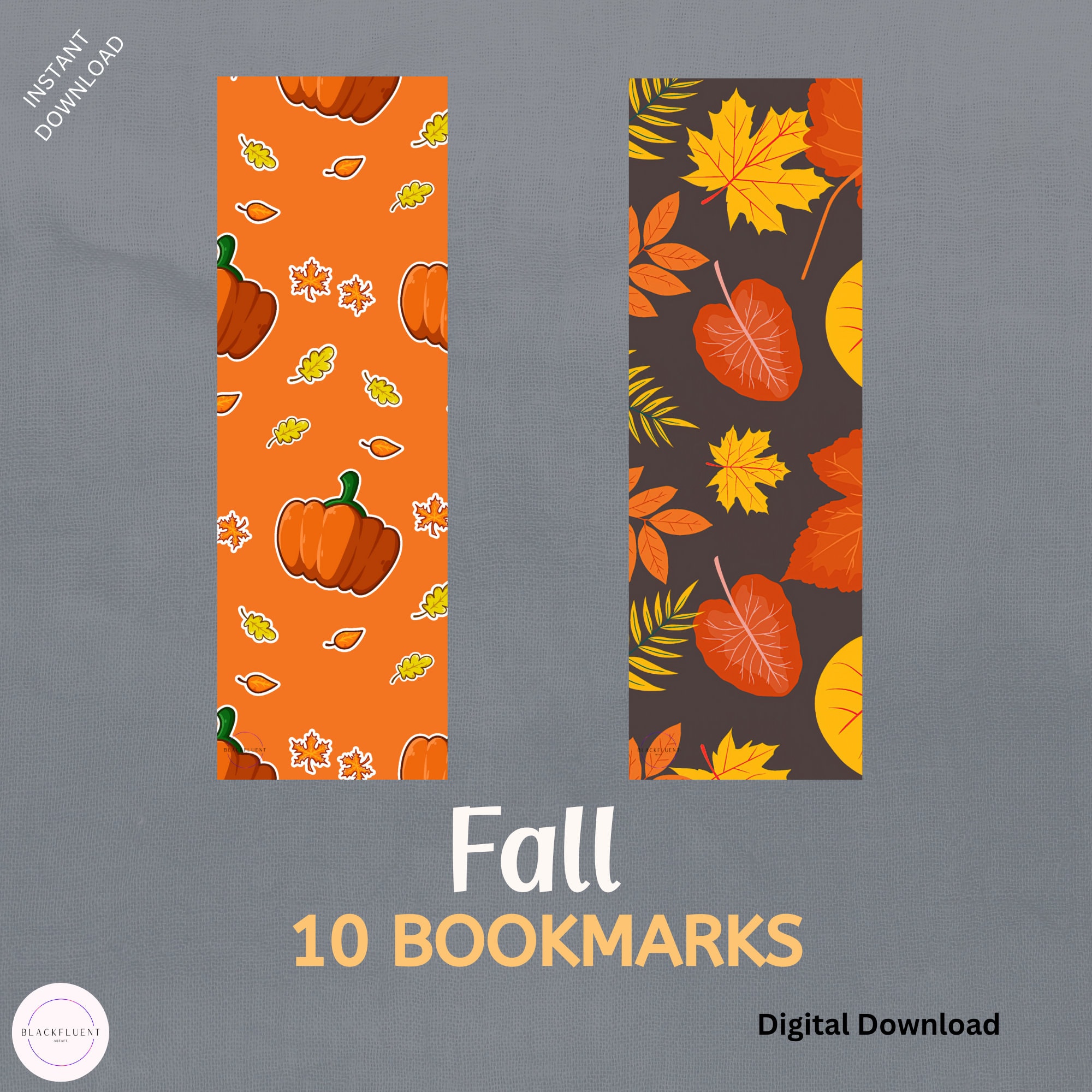 Fall Digital Bookmarks, Digital Download, Autumn Prints, Set of 10 ...