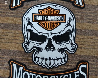 harley davidson patch embroidered in imitation leather skull H.D. free  shipping