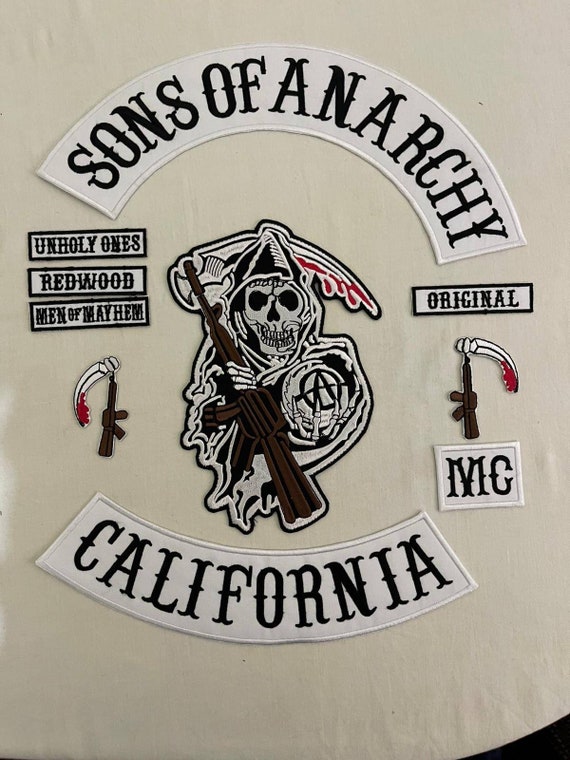 Sons of Patch Anarchy Biker Motorcycle Back Patches Iron On Large Size  Embroidered