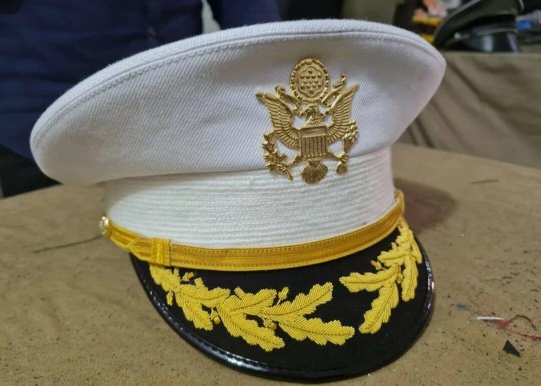 Replica US Army Field Grade Officer Service Dress White Hat Cap All