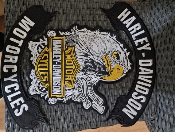 Harley Davidson Moto Eagle Parches Bordados Juego De 3 35 Cm