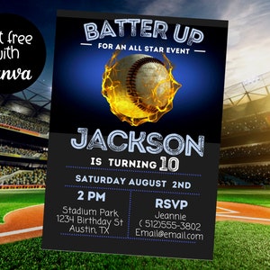 Baseball Party Invitation - Baseball Birthday - Baseball Birthday Party - Personalized Invite - All Star Birthday - Baseball Theme Invite
